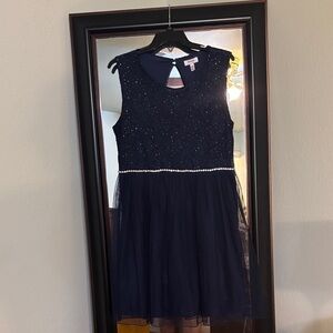 Speechless Kids Navy Dress with Elegant Accents